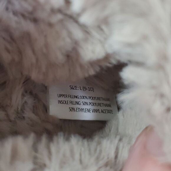 Muk Luks Cable Knit Faux Fur Lined Women's Slippers Off White Oatmeal Size L - Picture 8 of 11